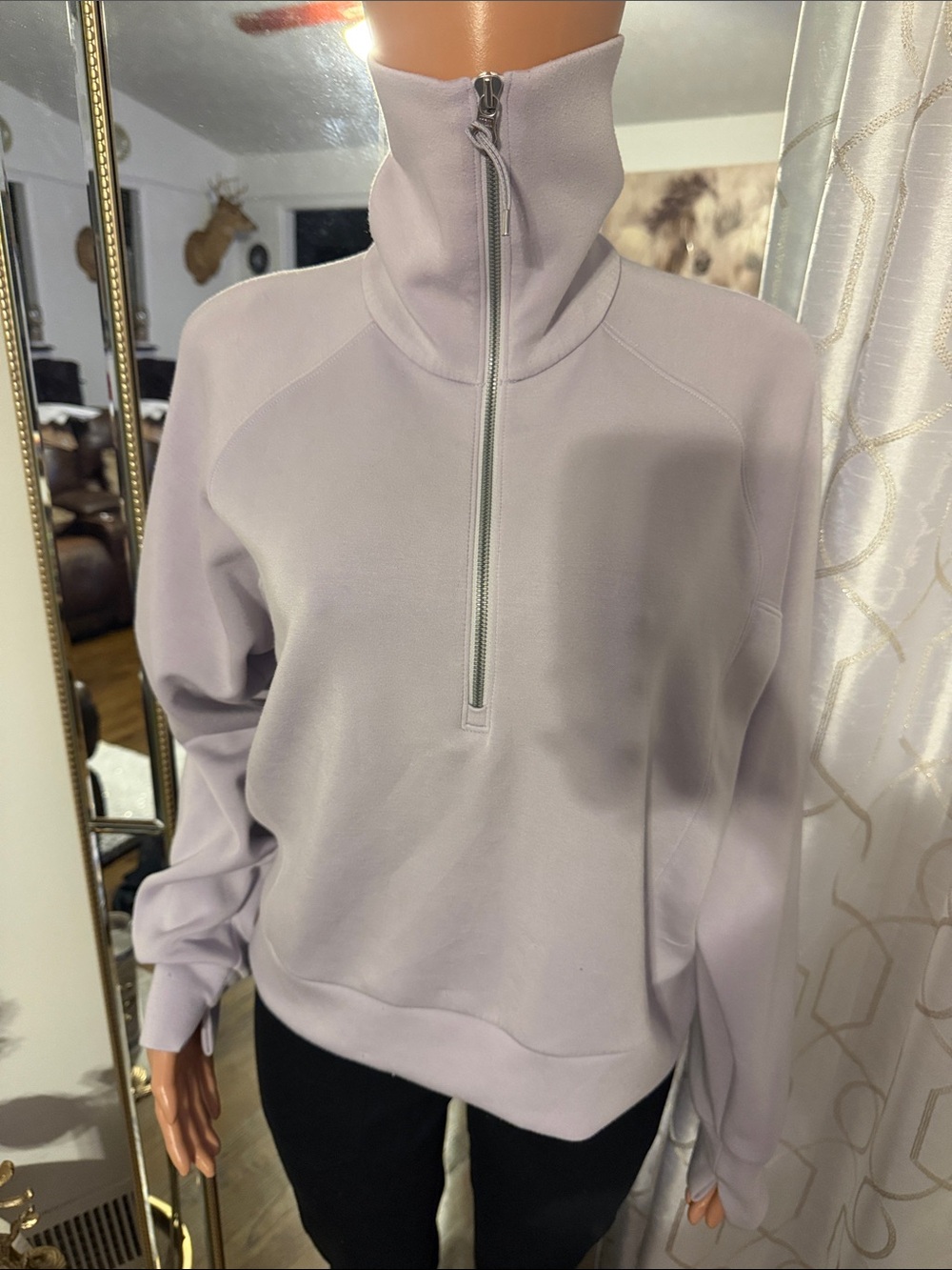 Women's Zip-Neck Pullover Sweatshirt - Lavender